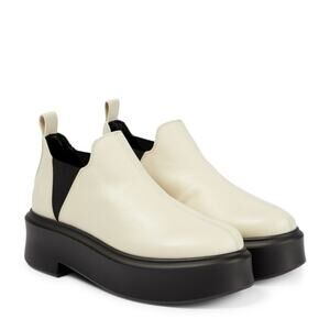The Row Robin leather platform ankle boots Eggshell Cream 38.5 8.5 $1290 NWB